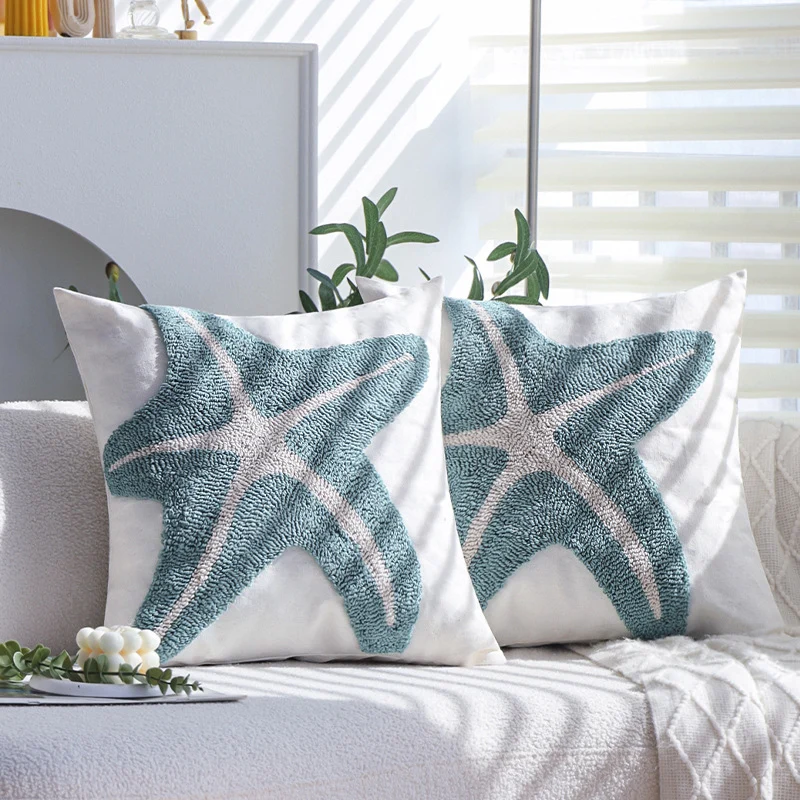 Decorative cushion cover with fluffy tufted loops and concealed zipper Stornfield