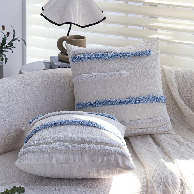Decorative cushion cover with fluffy tufted loops and concealed zipper Stornfield