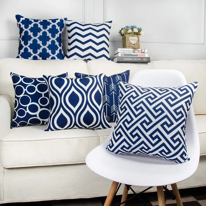 Decorative cushion cover with chevron zigzag pattern and concealed zipper Stornfield