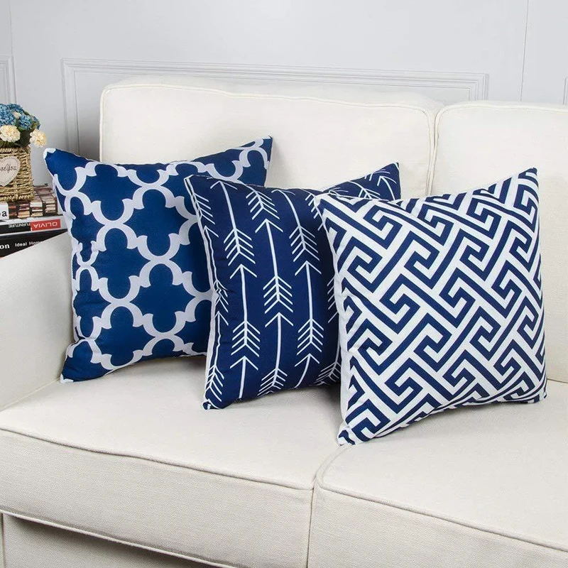 Decorative cushion cover with chevron zigzag pattern and concealed zipper Stornfield