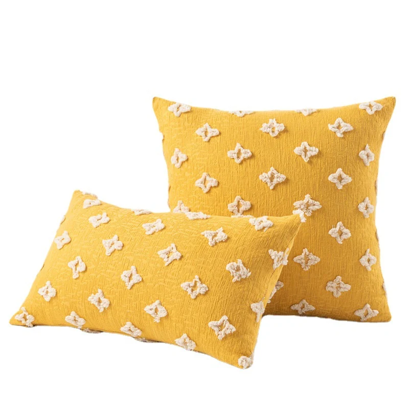 Decorative cushion cover in Boho-Scandi mix with hand-tufted 3D diamond relief Stornfield