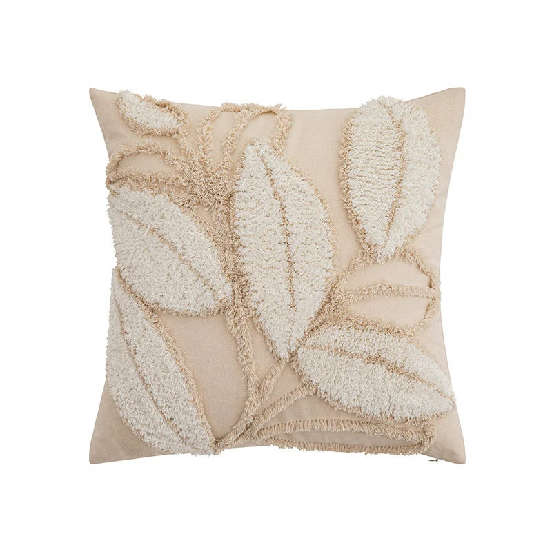 Decorative cushion made of cotton-linen with floral chenille tufting and concealed zipper Stornfield