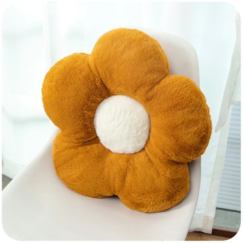Flower-shaped plush seat and decorative cushion made of soft teddy fleece Stornfield