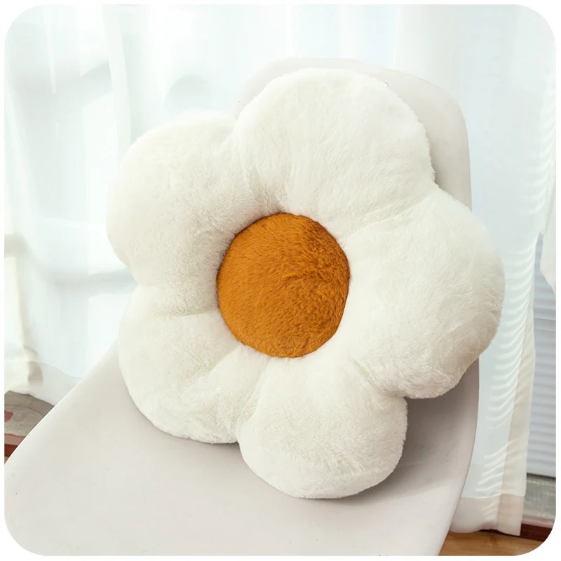 Flower-shaped plush seat and decorative cushion made of soft teddy fleece Stornfield