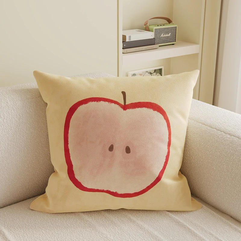 Decorative Square Throw Pillow Cover with Watercolor Lychee Botanical Print and Hidden Zipper