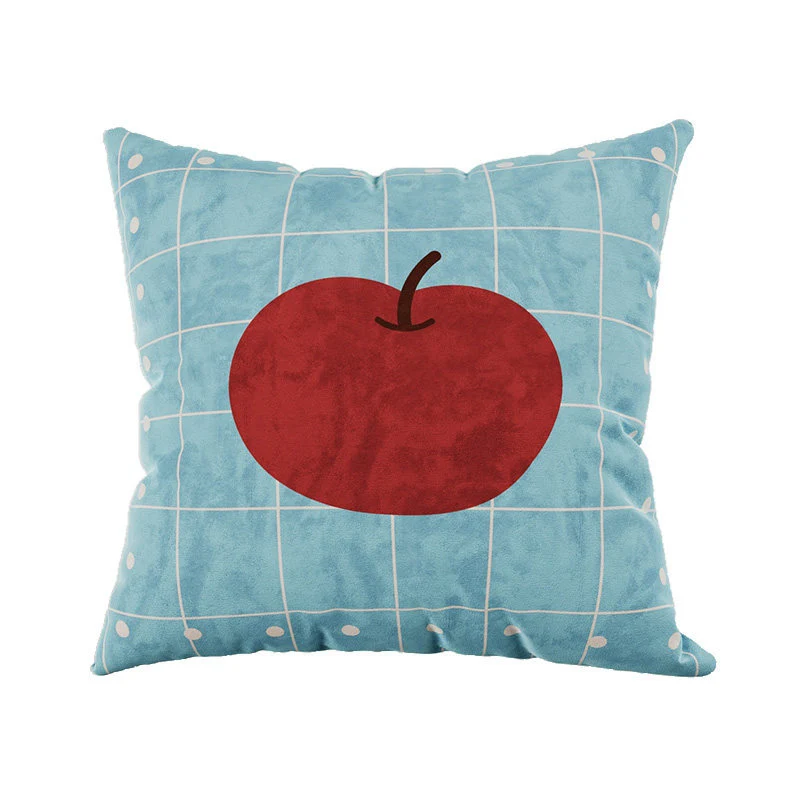 Decorative Plush Throw Pillow Cover with Retro Cherry Graphic