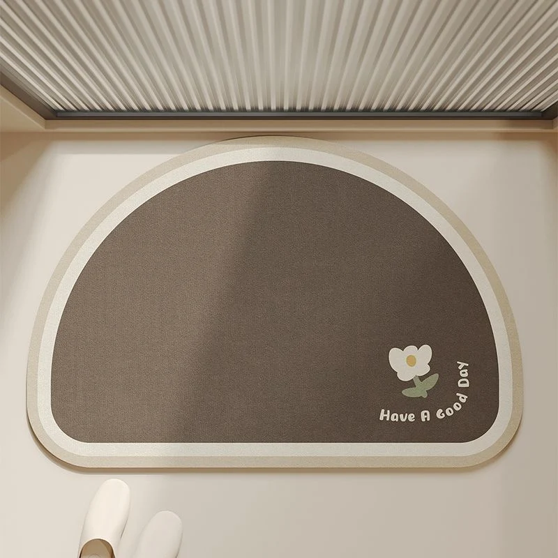 Cloud-Shaped Low-Pile Absorbent Floor Mat with Non-Slip Backing and Flower Print