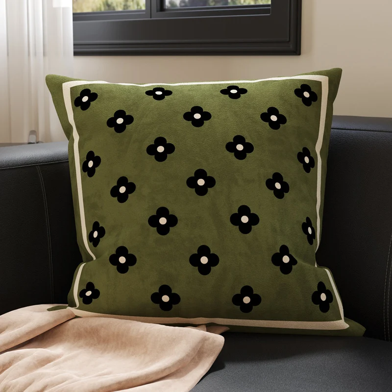Botanical Microfiber Suede Throw Pillow Cover with Hidden Zipper