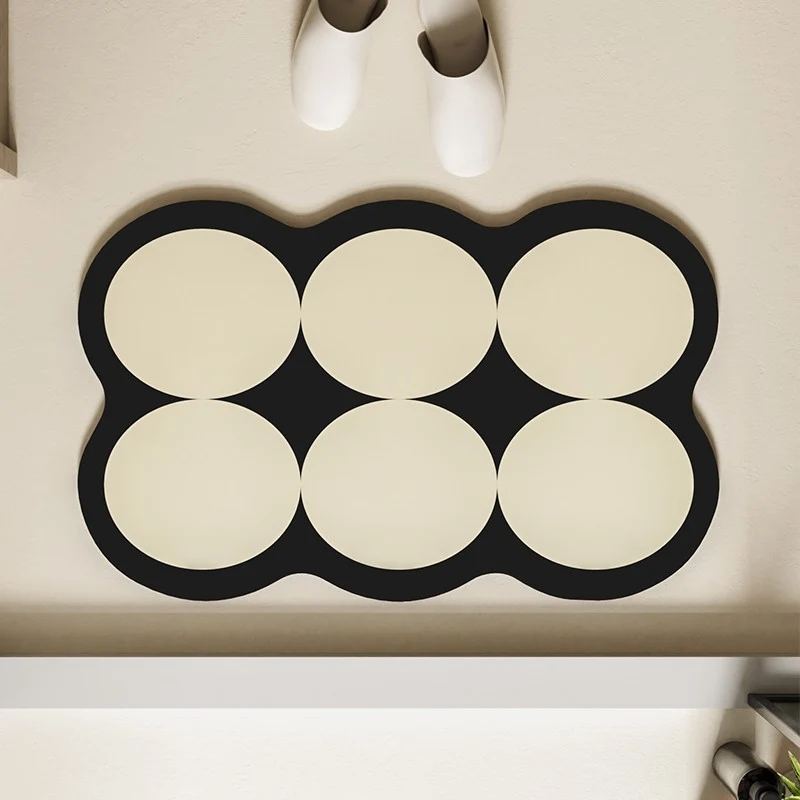 Absorbent Non-Slip Bathroom Mat with Circular Cushion Pads