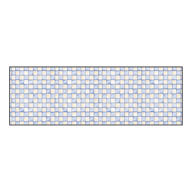 Absorbent Anti-Slip Bathroom Threshold Runner Mat with Mosaic Grid Print