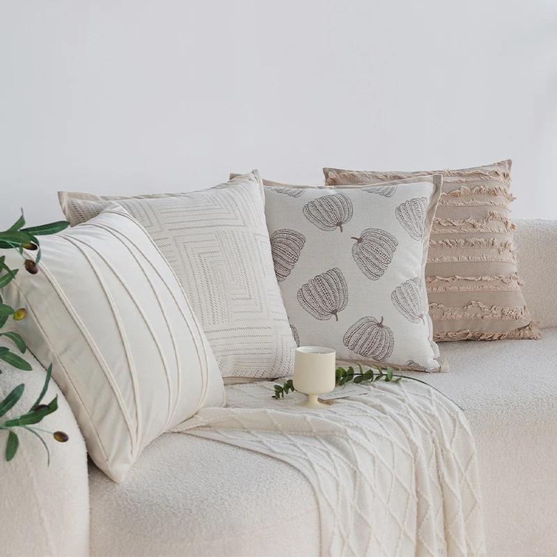 Decorative cushion with structured stripes and soft cotton cover Stornfield