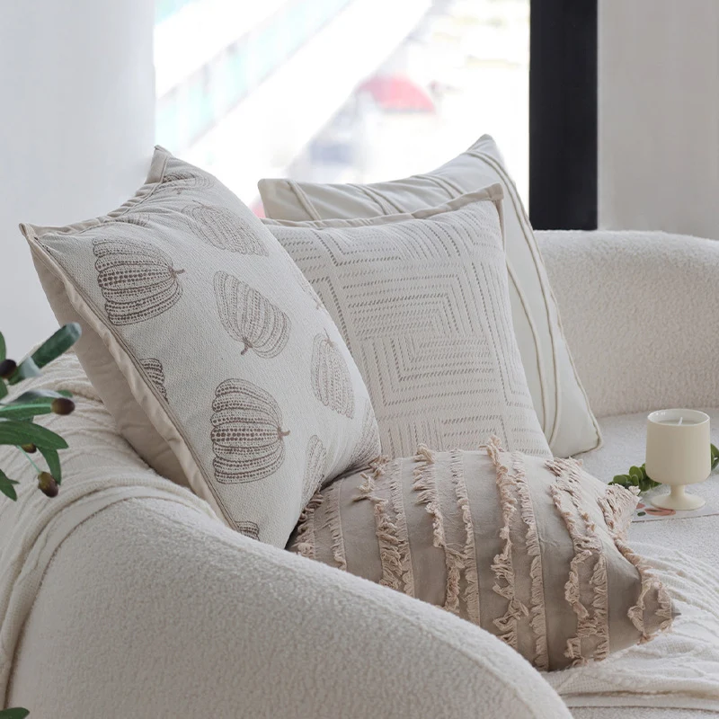Decorative cushion with structured stripes and soft cotton cover Stornfield