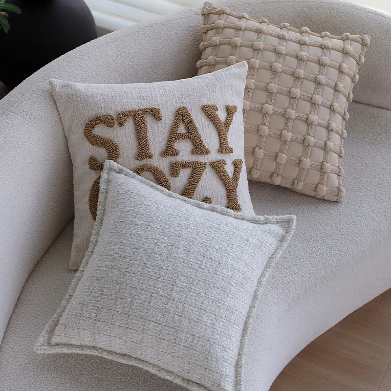 Soft rectangular decorative pillow made of faux fur with ribbed texture Stornfield