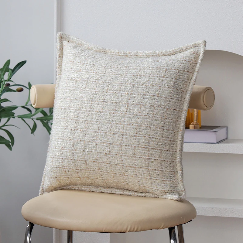 Soft rectangular decorative pillow made of faux fur with ribbed texture Stornfield