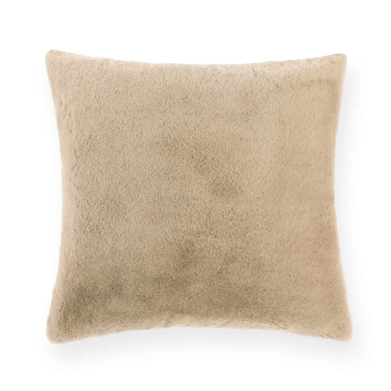 Soft square decorative cushion with embossed diamond pattern made of synthetic fur Stornfield