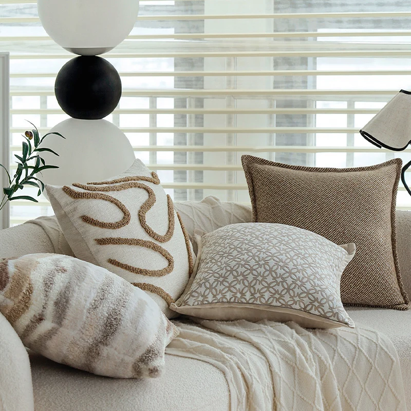 soft decorative faux fur cushion rectangular with textured stripe and dot appearance Stornfield