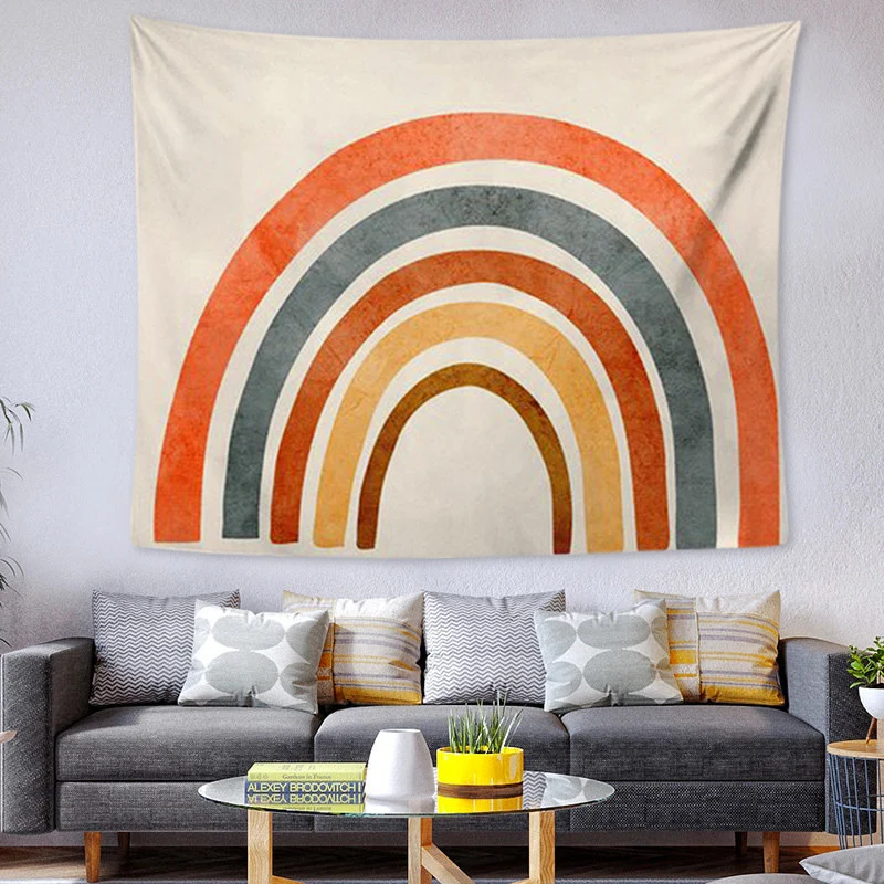 Tapestry with abstract botanical print and lightweight polyester fabric Stornfield