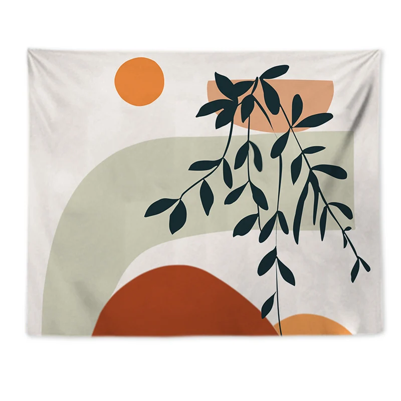 Tapestry with abstract botanical print and lightweight polyester fabric Stornfield