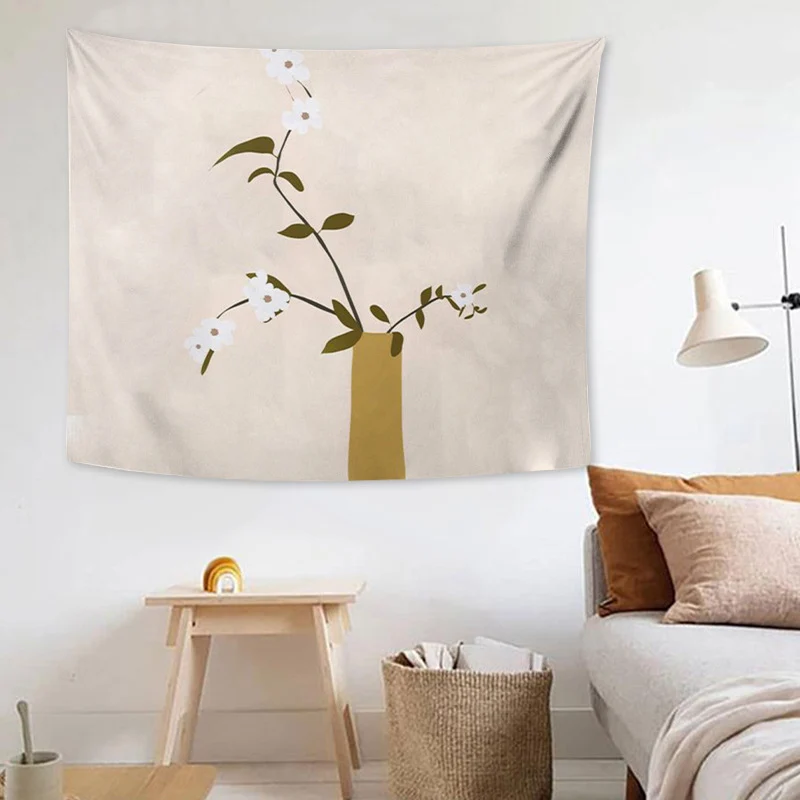 Tapestry with abstract botanical print and lightweight polyester fabric Stornfield
