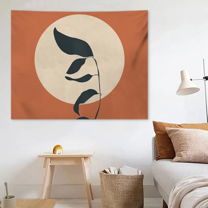 Tapestry with abstract botanical print and lightweight polyester fabric Stornfield