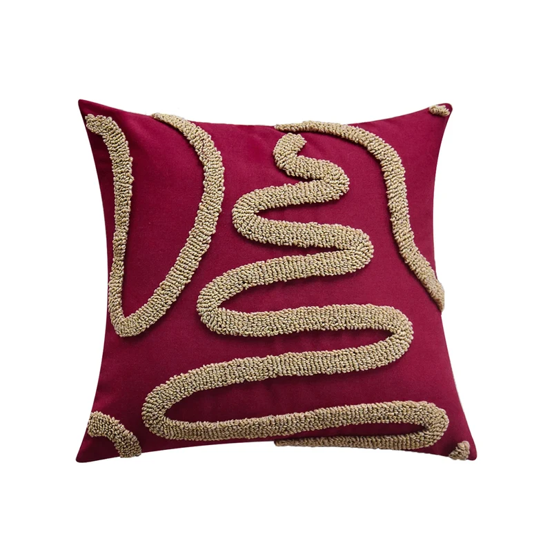 Structure decorative cushion cover made of cotton with relief chenille appliqué Stornfield