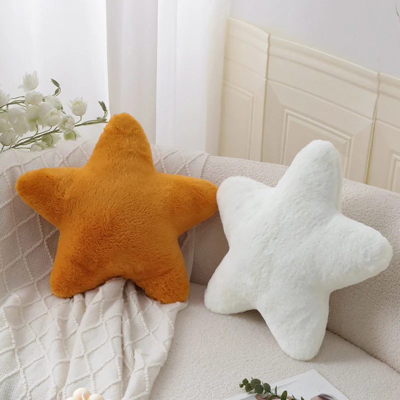 Star-shaped decorative plush pillow with extra soft faux fur cover Stornfield