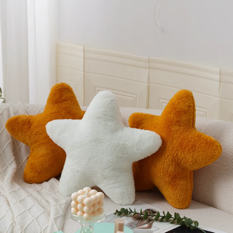 Star-shaped decorative plush pillow with extra soft faux fur cover Stornfield