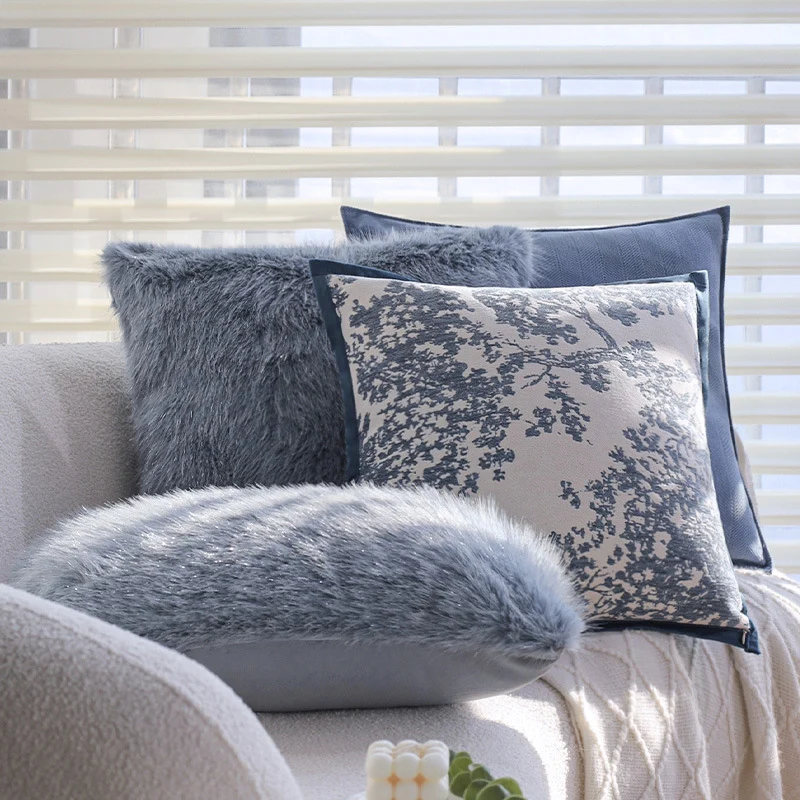 Samt-decorative pillow with quilted longitudinal stripes Stornfield