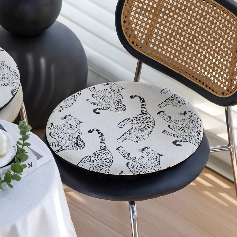 Round seat cushion with decorative animal print and non-slip underside Stornfield