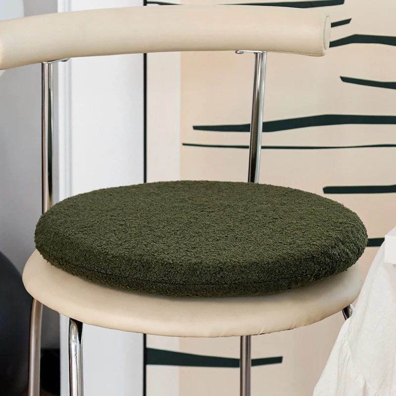 Round seat cushion made of teddy fleece with non-slip underside Stornfield