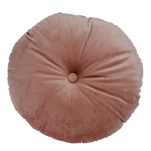 Round decorative velvet seat cushion with button center detail and extra soft plush cover Stornfield