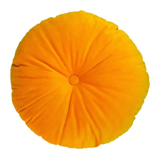 Round decorative velvet seat cushion with button center detail and extra soft plush cover Stornfield