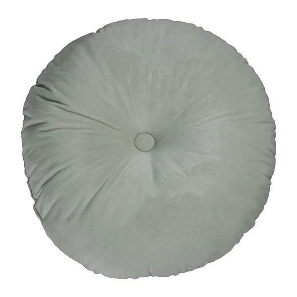 Round decorative velvet seat cushion with button center detail and extra soft plush cover Stornfield