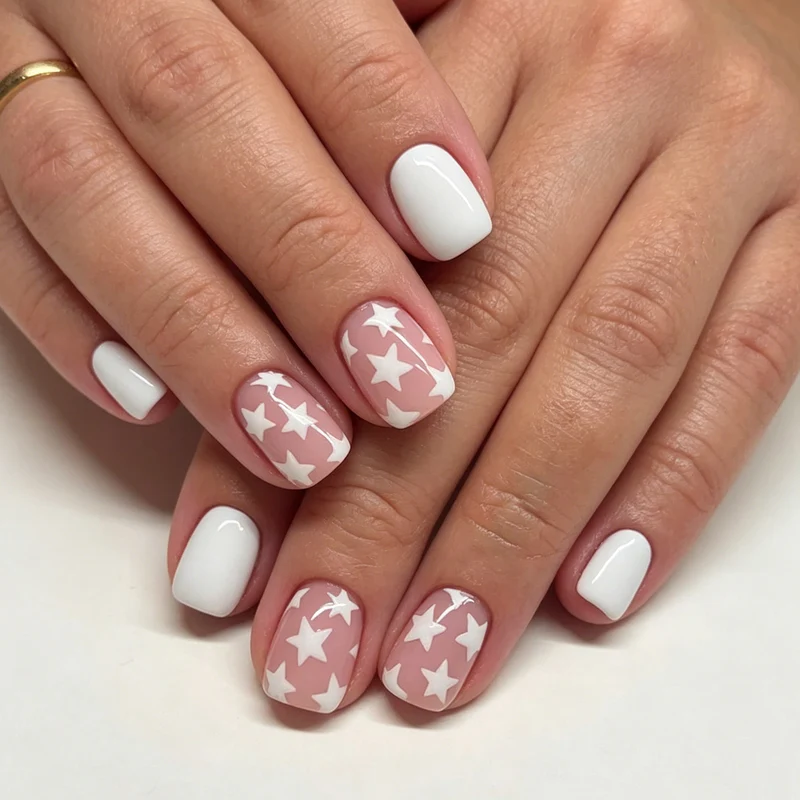 Artistic Star Pattern Nail Enhancements Stornfield