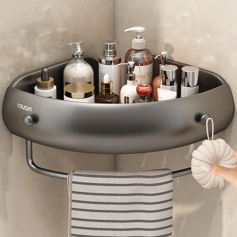 Eckregal für Badezimmer, Aluminium, ohne Bohren