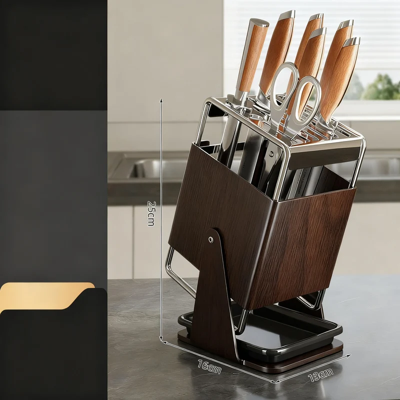 Drehbarer Messerblock aus Edelstahl mit Zubehör