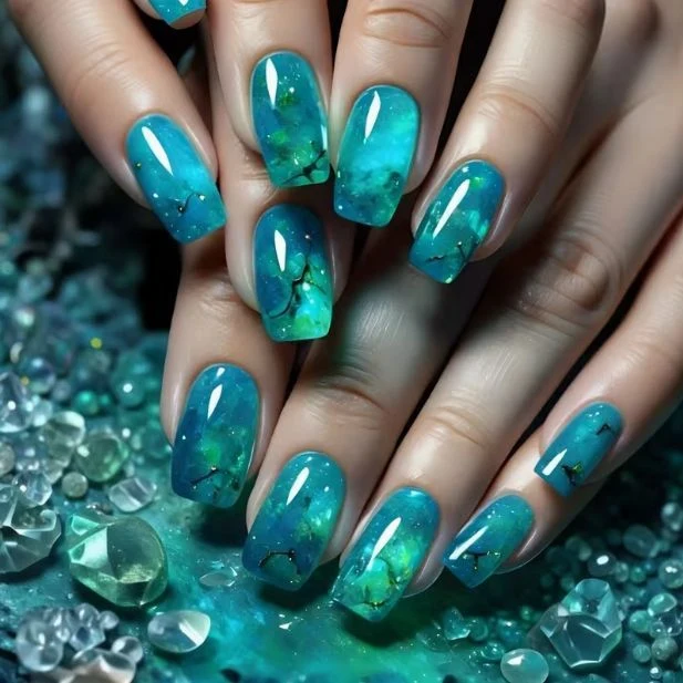 Artistic Ocean-Inspired Nail Art Stornfield