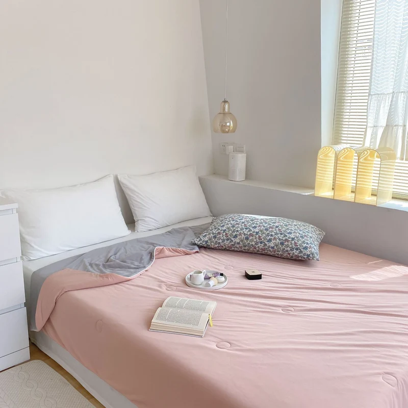 Light Reversible Summer Comforter with Cooling Microfiber Filling Stornfield