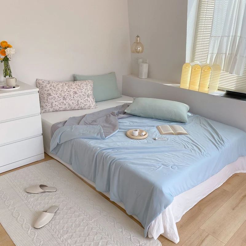 Light Reversible Summer Comforter with Cooling Microfiber Filling Stornfield