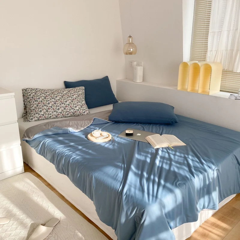 Light Reversible Summer Comforter with Cooling Microfiber Filling Stornfield