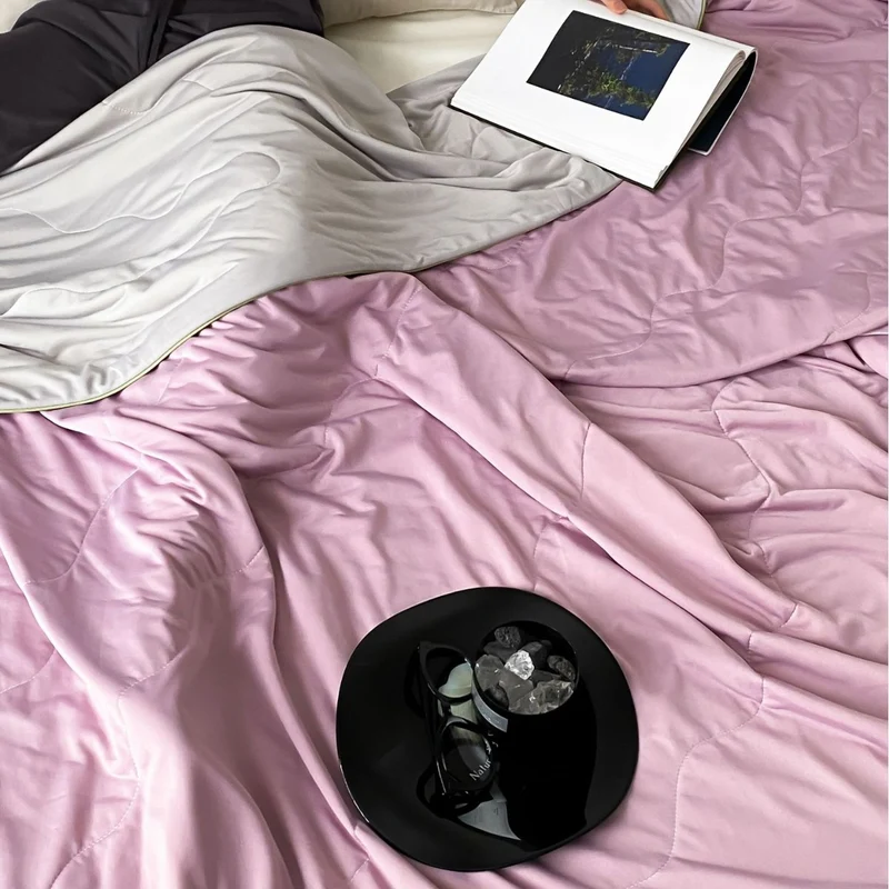 Light Reversible Summer Comforter with Cooling Microfiber Filling Stornfield