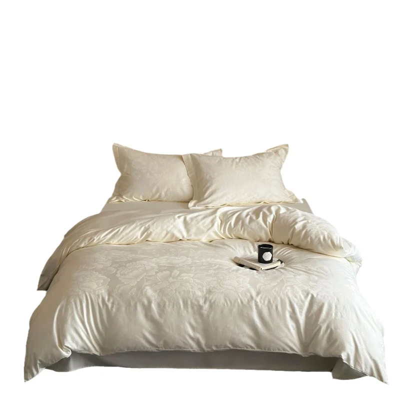 Jacquard bedding set made of cotton satin with floral relief structure Stornfield