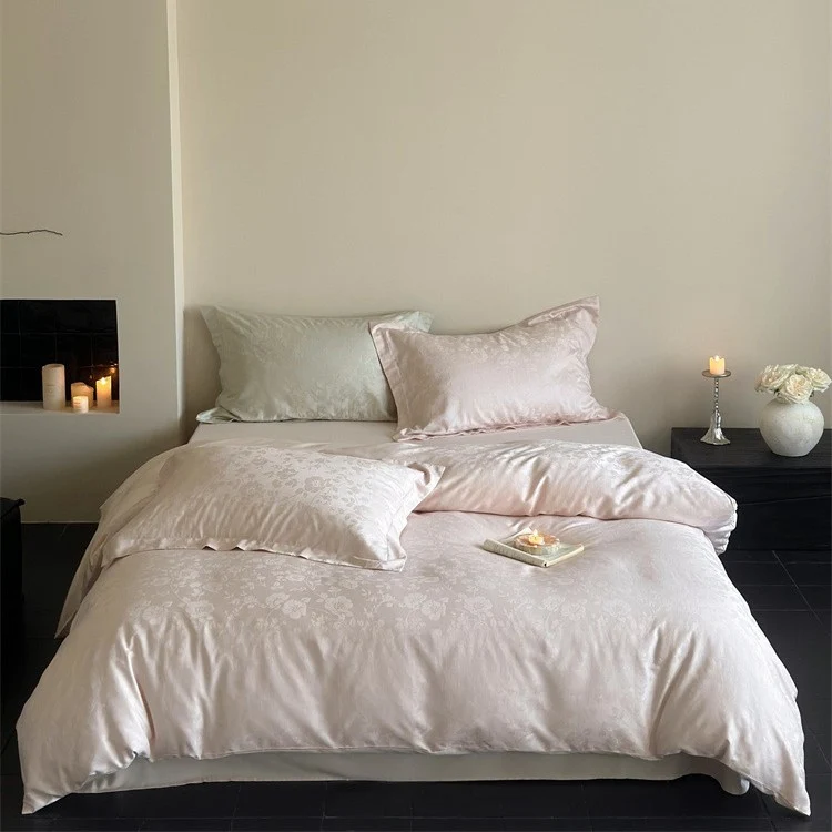 Jacquard bedding set made of cotton satin with floral relief structure Stornfield