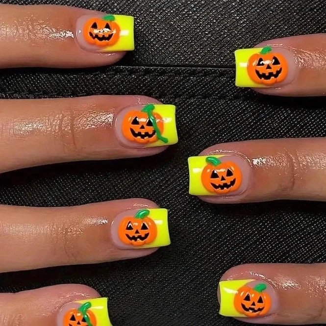 Whimsical Halloween Pumpkin Nail Art Stornfield