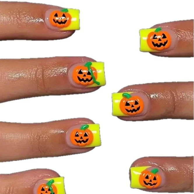 Whimsical Halloween Pumpkin Nail Art Stornfield