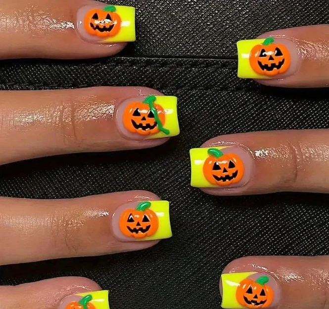 Whimsical Halloween Pumpkin Nail Art Stornfield