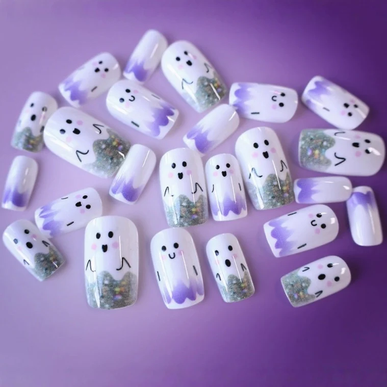 Whimsical Ghost-Themed Nail Art Enhancements Stornfield