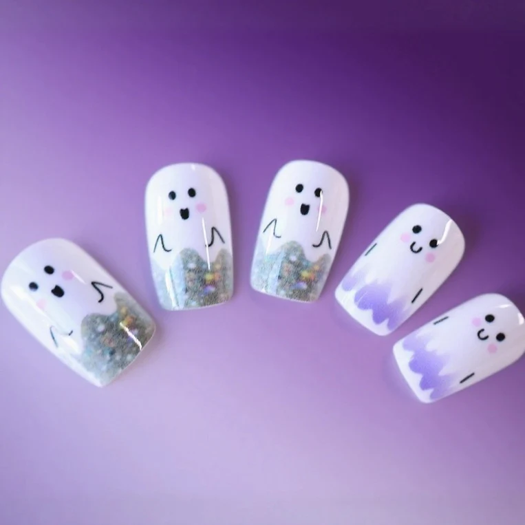 Whimsical Ghost-Themed Nail Art Enhancements Stornfield
